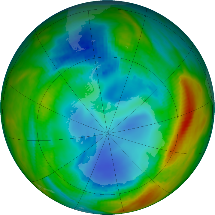 Antarctic ozone map for 02 August 1991